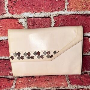 Vintage Bally Leather Shoulder Bag Ivory Cream Made in Italy